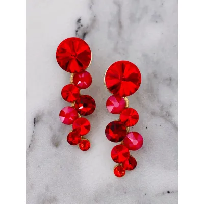 Angelina - Σκουλαρίκια με Κρύσταλλα Swarovski Scarlet 