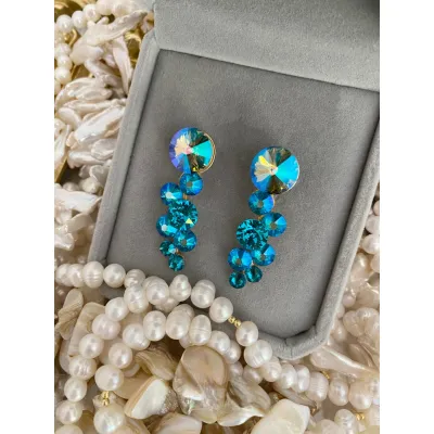 Angelina - Σκουλαρίκια με Κρύσταλλα Swarovski Blue Zircon