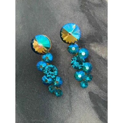 Angelina - Σκουλαρίκια με Κρύσταλλα Swarovski Blue Zircon