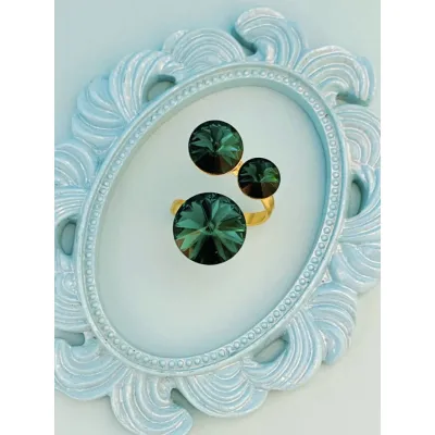 Angelina - Δακτυλίδι από Ασήμι 925 με Κρύσταλλα Swarovski Emerald
