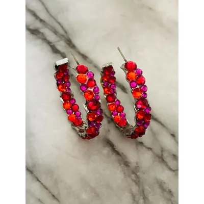 Angelina Hoop Earrings / Red & Fuchsia Shades