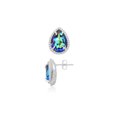 Mademoiselle Stud Rosette Earrings / Bermuda Blue 