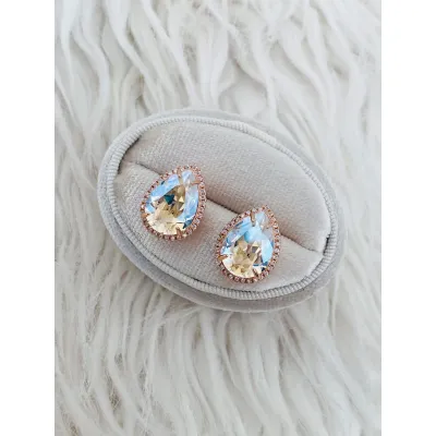 Mademoiselle Stud Rosette Earrings / Moonlight 