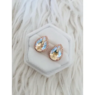 Mademoiselle Stud Rosette Earrings / Moonlight 