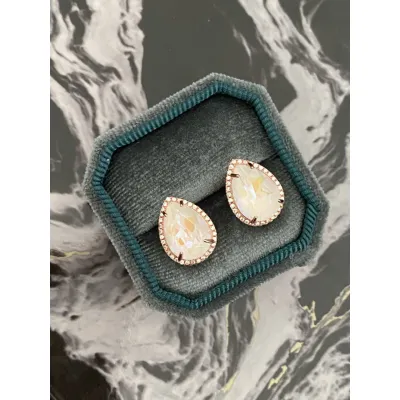 Mademoiselle Stud Rosette Earrings / Light Grey Delite