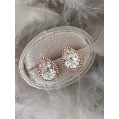 Mademoiselle Stud Rosette Earrings / Crystal