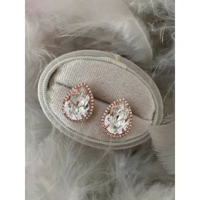 Mademoiselle Stud Rosette Earrings / Crystal