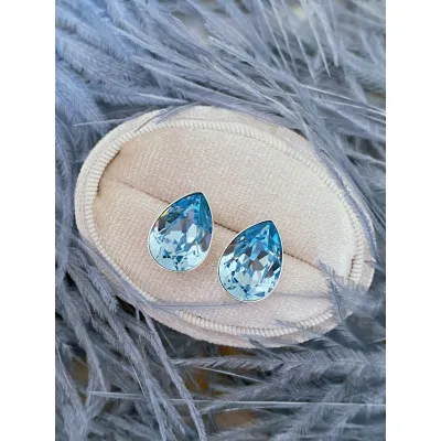 Carmen - Σκουλαρίκια Καρφάκι Δάκρυ με Κρυ΄σταλλο Swarovski Aquamarine