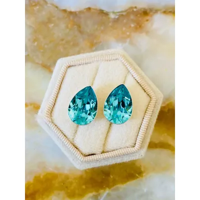 Carmen - Σκουλαρίκια Καρφάκι Δάκρυ με Κρυ΄σταλλο Swarovski Light Turquoise