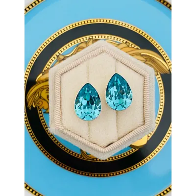 Carmen - Σκουλαρίκια Καρφάκι Δάκρυ με Κρυ΄σταλλο Swarovski Light Turquoise