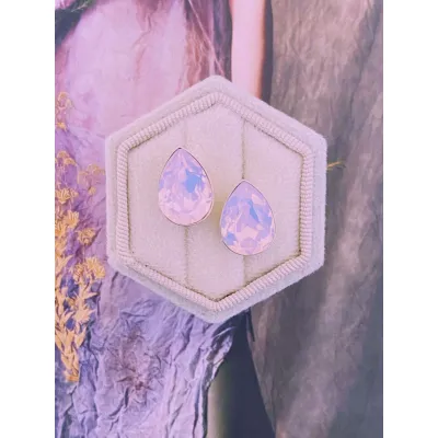 Carmen - Σκουλαρίκια Καρφάκι Δάκρυ με Κρυ΄σταλλο Swarovski Rose Water Opal