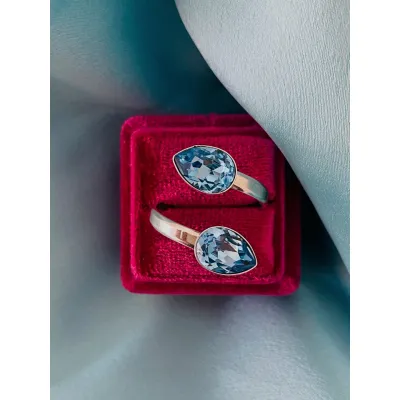 Ariel Mini - Δακτυλίδι από Ασήμι 925 & Κρύσταλλα Swarovski Aquamarine