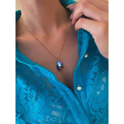 Seraphina Lariat - Κολιέ Γραβάτα με Κρύσταλλο Swarovski Amethyst Shimmer