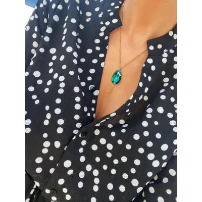 Seraphina Lariat - Κολιέ Γραβάτα με Κρύσταλλο Swarovski Emerald