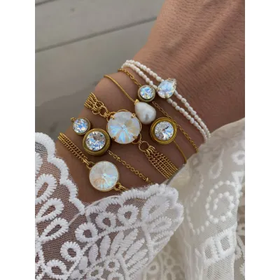 Camelia - Βραχιόλι με Μαργαριτάρι και Κρύσταλλο Swarovski Crystal