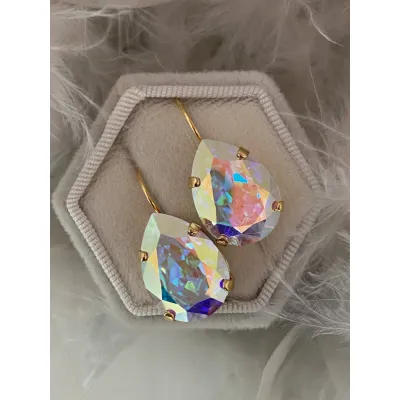 Carmen - Κρεμαστά Σκουλαρίκια Δάκρυ με Κρύσταλλο Swarovski Iridescent