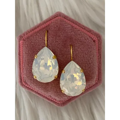 Carmen - Κρεμαστά Σκουλαρίκια Δάκρυ με Κρύσταλλο Swarovski White Opal