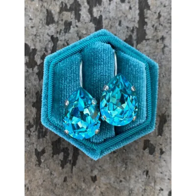 Carmen Tear Drop Dangle  Earrings / Light Turquoise