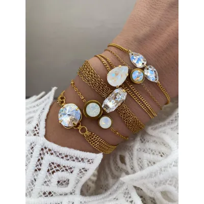 Carmen - Βραχιόλι με Κρύσταλλο Swarovski Δάκρυ σε Απόχρωση Light Grey Delite