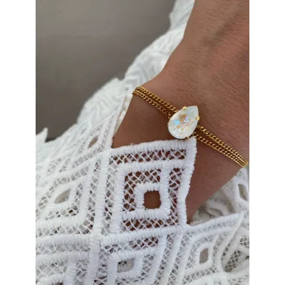 Carmen - Βραχιόλι με Κρύσταλλο Swarovski Δάκρυ σε Απόχρωση Light Grey Delite