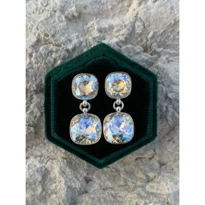 Coco - Σκουλαρίκια από Ασήμι 925 & Κρύσταλλα Swarovski Moonlight