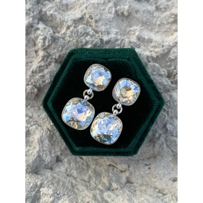 Coco - Σκουλαρίκια από Ασήμι 925 & Κρύσταλλα Swarovski Moonlight