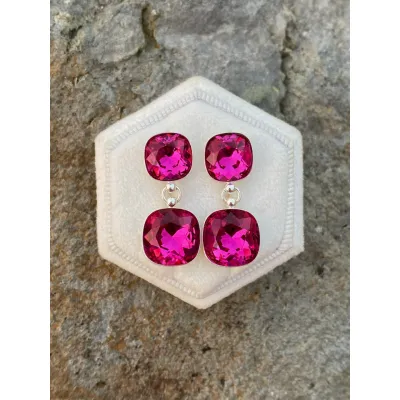 Coco Double Glow Earrings / Fuchsia