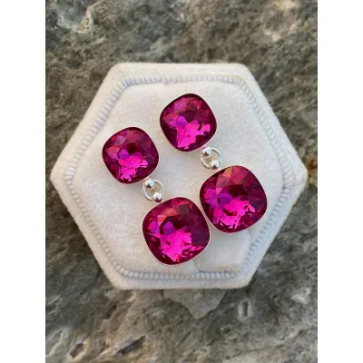 Coco Double Glow Earrings / Fuchsia