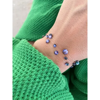 Tanzanite Βραχιόλια με Διάφανη Πετονιά & Κρύσταλλα Swarovski