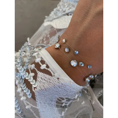 Silver Shades Βραχιόλια με Διάφανη Πετονιά & Κρύσταλλα Swarovski