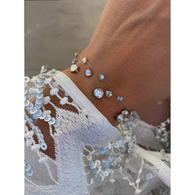 Silver Shades Βραχιόλια με Διάφανη Πετονιά & Κρύσταλλα Swarovski
