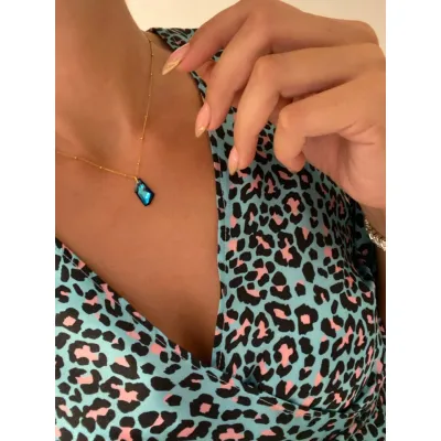 De-Art - Κολιέ με Μενταγιόν Swarovski Bermuda Blue
