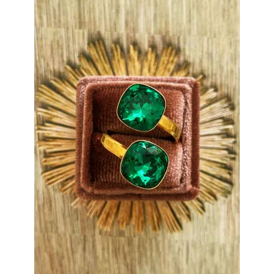 Coco - Δακτυλίδι από Ασήμι 925 & Κρύσταλλα Swarovski Majestic Green