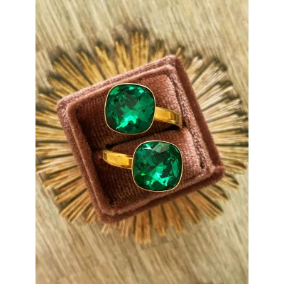 Coco - Δακτυλίδι από Ασήμι 925 & Κρύσταλλα Swarovski Majestic Green