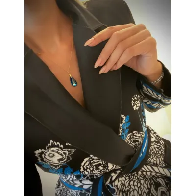 Elegant - Κολιέ με Μενταγιόν Swarovski Bermuda Blue