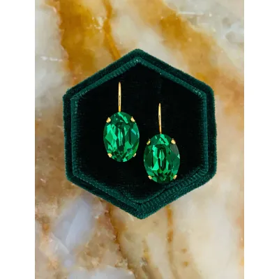 Esmeralda - Κρεμαστά Σκουλαρίκια  με Κρύσταλλο Swarovski Majestic Green
