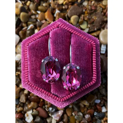 Esmeralda - Κρεμαστά Σκουλαρίκια  με Κρύσταλλο Swarovski Dark Rose
