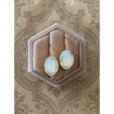 Esmeralda - Κρεμαστά Σκουλαρίκια με Κρύσταλλο Swarovski White Opal Moonlight