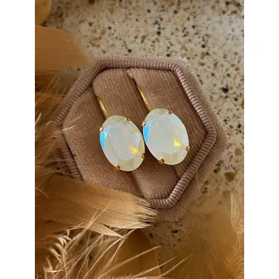 Esmeralda - Κρεμαστά Σκουλαρίκια με Κρύσταλλο Swarovski White Opal Moonlight