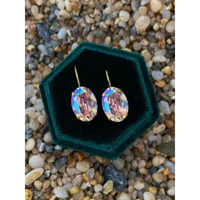 Esmeralda - Κρεμαστά Σκουλαρίκια  με Κρύσταλλο Swarovski Rosaline Shimmer