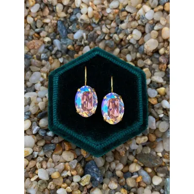 Esmeralda - Κρεμαστά Σκουλαρίκια  με Κρύσταλλο Swarovski Rosaline Shimmer