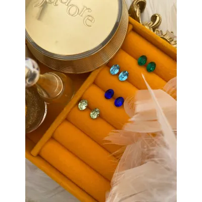 Lady Mini - Σκουλαρίκια Καρφωτά με Κρύσταλλα Swarovski Blue & Green 