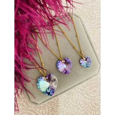 Bella Heart Classic - Κολιέ με Μενταγιόν Καρδιά & Κρύσταλλο Swarovski Vitrail Light