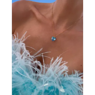 Bella Heart Classic - Κολιέ με Μενταγιόν Καρδιά & Κρύσταλλο Swarovski Aquamarine