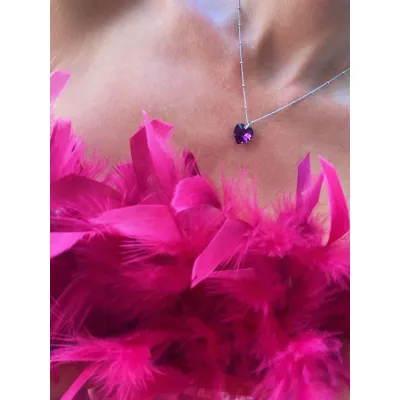 Bella Heart Classic - Κολιέ με Μενταγιόν Καρδιά & Κρύσταλλο Swarovski Amethyst