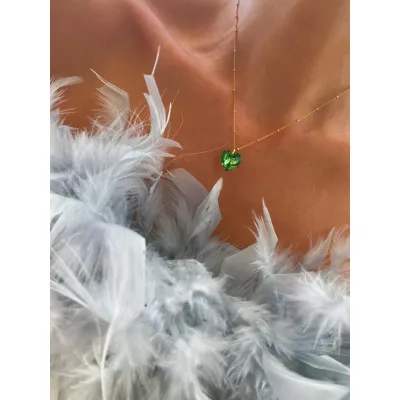 Bella Heart Classic - Κολιέ με Μενταγιόν Καρδιά & Κρύσταλλο Swarovski Peridot