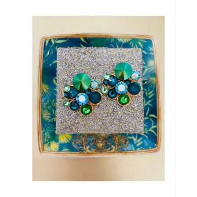Margaret - Σκουλαρίκια με Κρύσταλλα Swarovski Green Combo