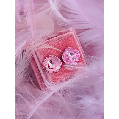 Coquette - Καρφωτά Σκουλαρίκια με Κρύσταλλο Swarovski Light Rose