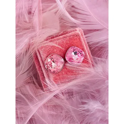 Coquette - Καρφωτά Σκουλαρίκια με Κρύσταλλο Swarovski Light Rose