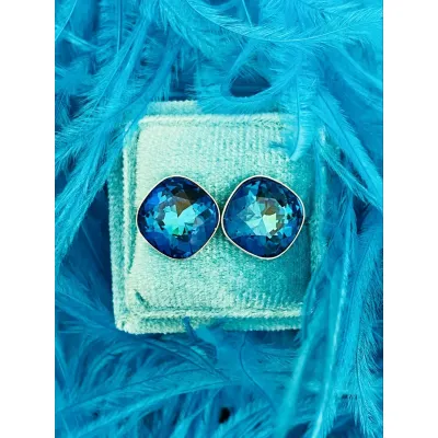 Coquette - Καρφωτά Σκουλαρίκια με Κρύσταλλο Swarovski Bermuda Blue
